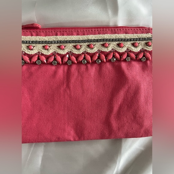 NWT LOFT Pink Clutch Bag with Beading - Picture 3 of 6